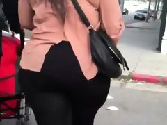 Large latin booty outside for a walk